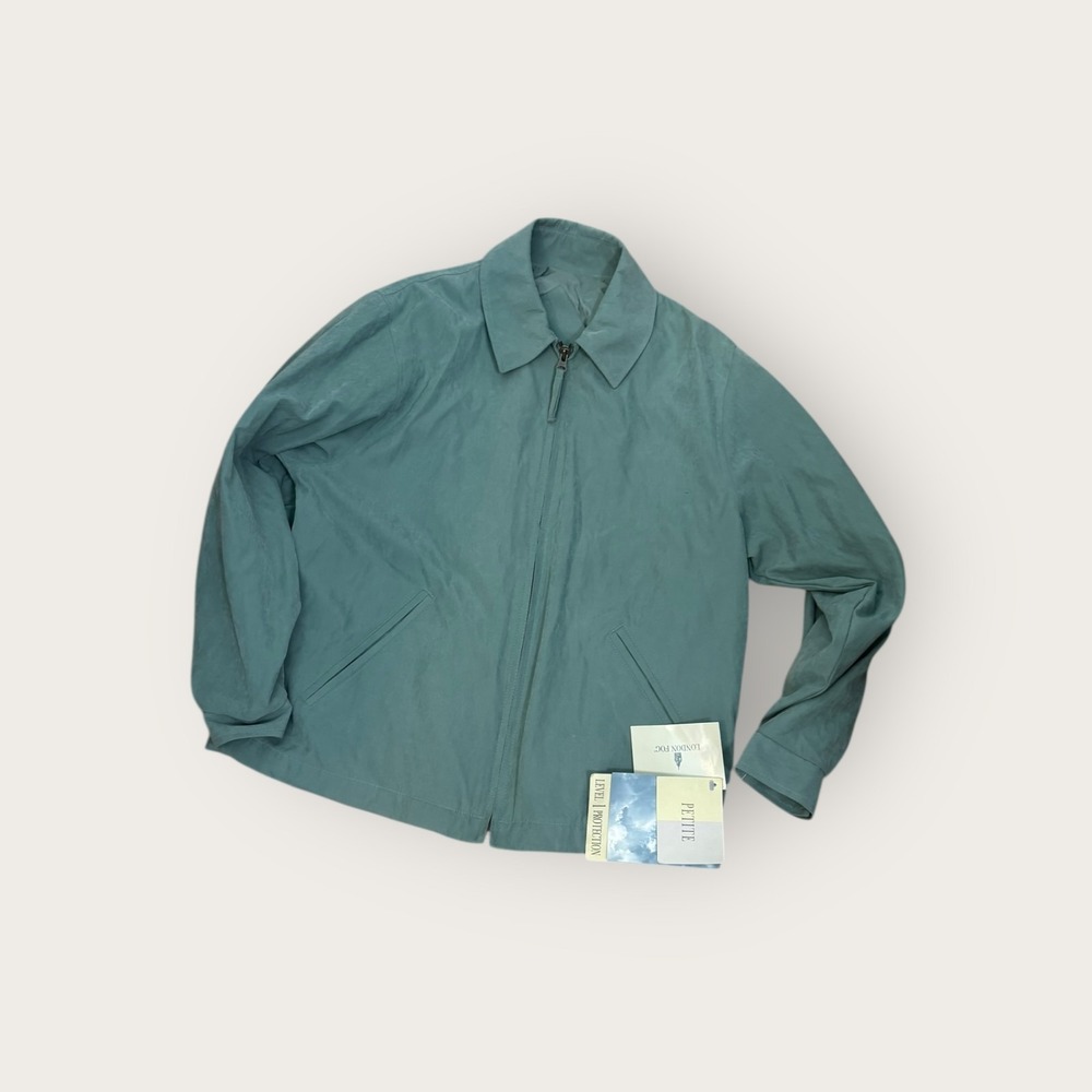 London Fog Spectator L Petite Women's Full Zip Jacket Sage Green Water Repellent